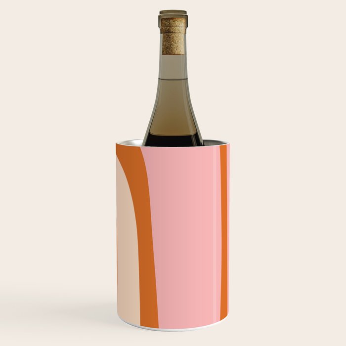 Tiki Abstract Minimalist Mid-Century Modern Pattern Pink Orange Cream Wine Chiller Gallery Image 1