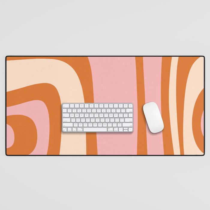 Tiki Abstract Minimalist Mid-Century Modern Pattern Pink Orange Cream Desk Mat Gallery Image 1