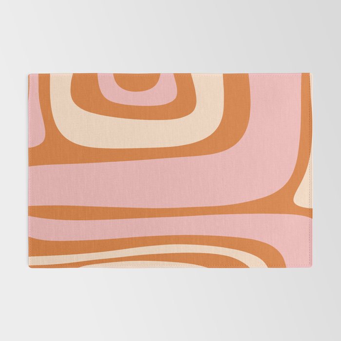 Tiki Abstract Minimalist Mid-Century Modern Pattern Pink Orange Cream Rug Gallery Image 2