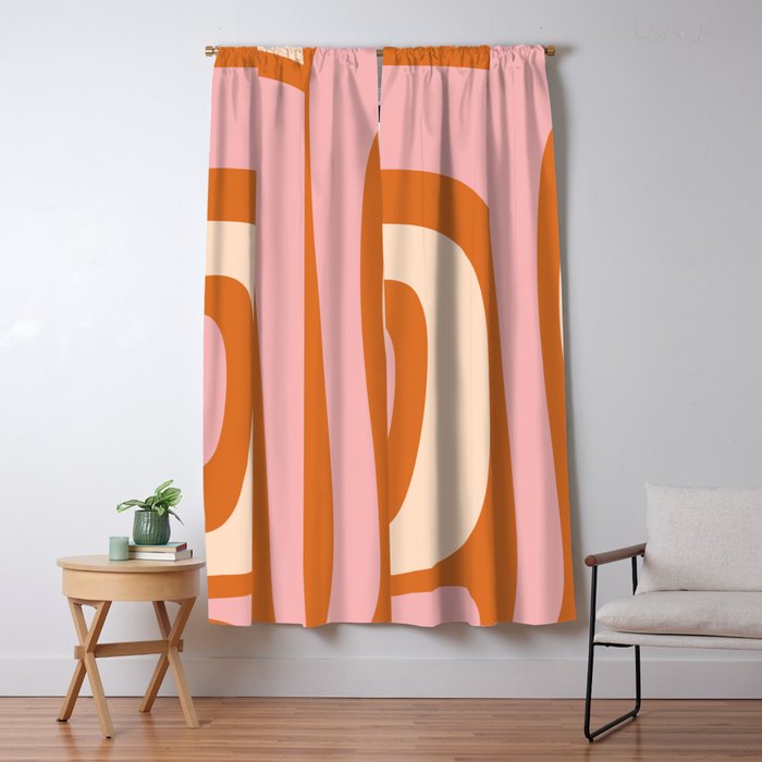 Tiki Abstract Minimalist Mid-Century Modern Pattern Pink Orange Cream Window Curtain Gallery Image 5