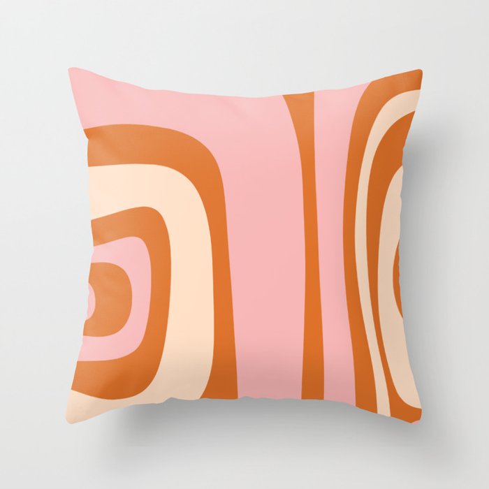 Tiki Abstract Minimalist Mid-Century Modern Pattern Pink Orange Cream Throw Pillow Gallery Image 6