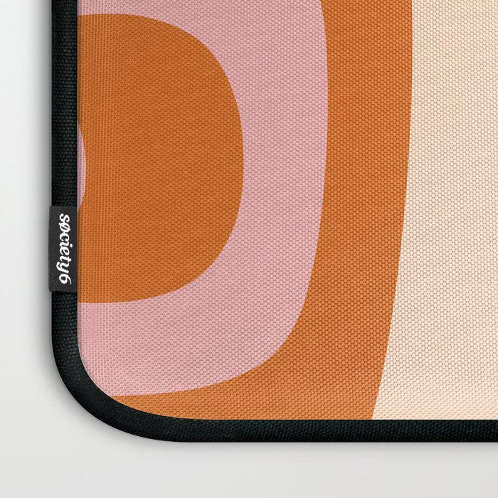 Tiki Abstract Minimalist Mid-Century Modern Pattern Pink Orange Cream Laptop Sleeve Gallery Image 3