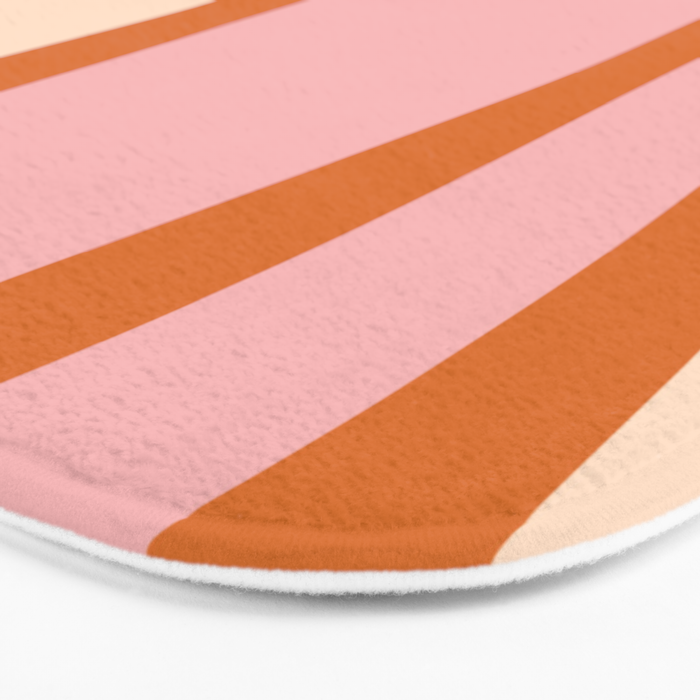Tiki Abstract Minimalist Mid-Century Modern Pattern Pink Orange Cream Bath Mat Gallery Image 3
