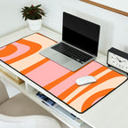 Tiki Abstract Minimalist Mid-Century Modern Pattern Pink Orange Cream Desk Mat Gallery Image 2