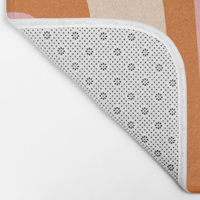 Tiki Abstract Minimalist Mid-Century Modern Pattern Pink Orange Cream Bath Mat Gallery Image 2