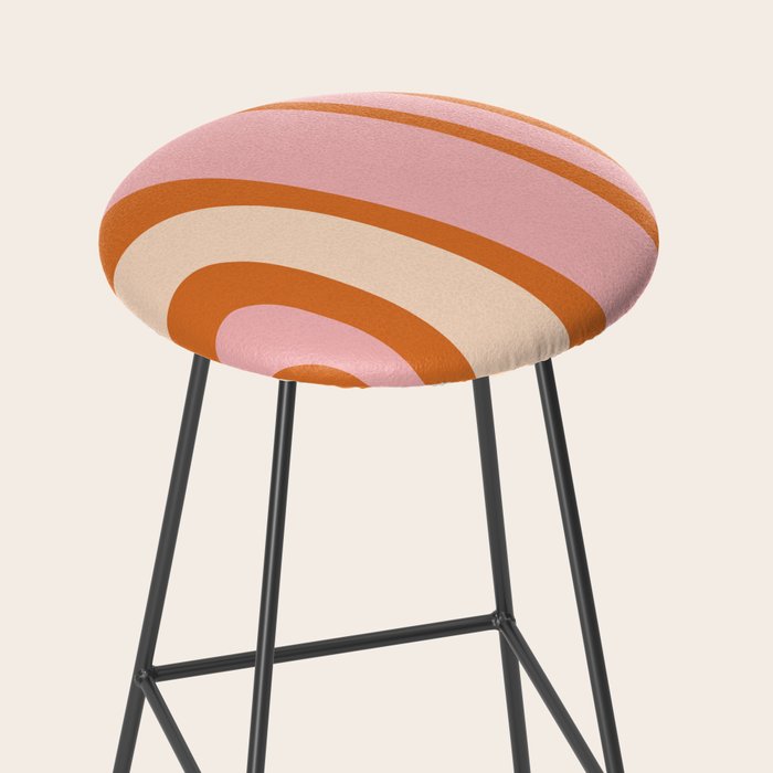 Tiki Abstract Minimalist Mid-Century Modern Pattern Pink Orange Cream Stool Gallery Image 2