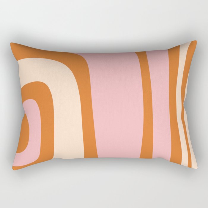 Tiki Abstract Minimalist Mid-Century Modern Pattern Pink Orange Cream Rectangular Pillow Gallery Image 1