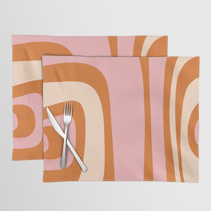 Tiki Abstract Minimalist Mid-Century Modern Pattern Pink Orange Cream Placemat Gallery Image 1