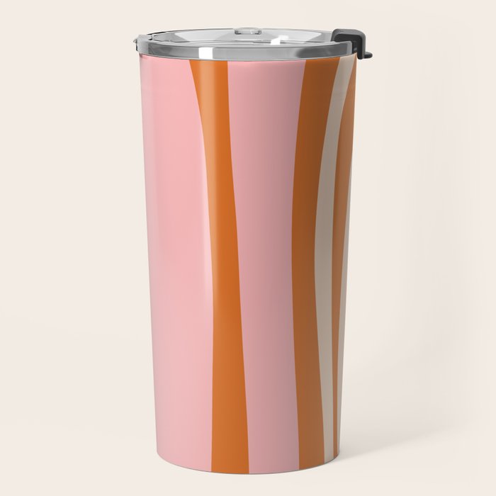 Tiki Abstract Minimalist Mid-Century Modern Pattern Pink Orange Cream Travel Mug Gallery Image 2