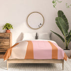 Tiki Abstract Minimalist Mid-Century Modern Pattern Pink Orange Cream Comforter Gallery Image 3