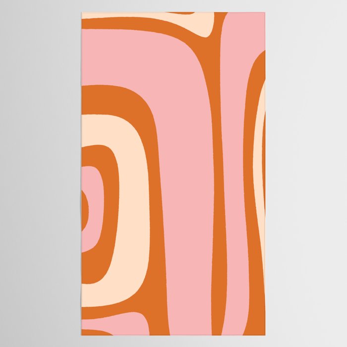 Tiki Abstract Minimalist Mid-Century Modern Pattern Pink Orange Cream Tablecloth Gallery Image 2