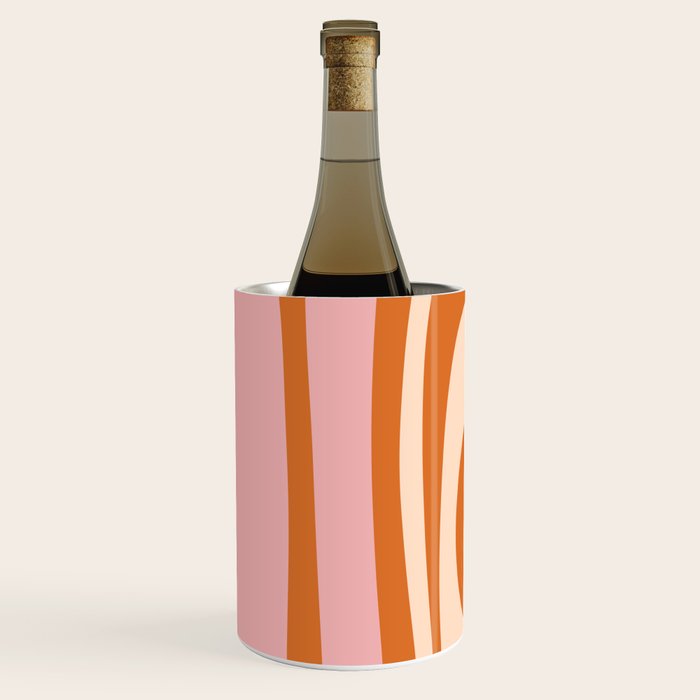 Tiki Abstract Minimalist Mid-Century Modern Pattern Pink Orange Cream Wine Chiller Gallery Image 3