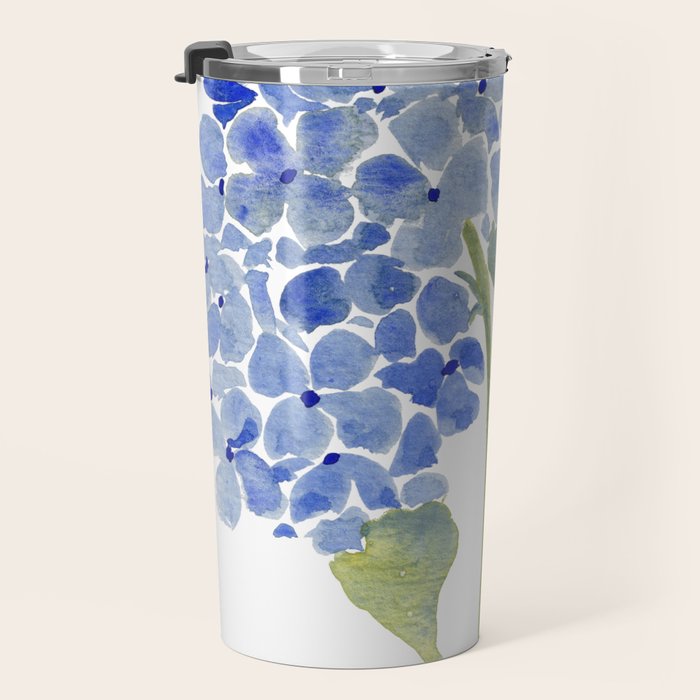 Blue Gouache Hydrangea Travel Mug Gallery Image 3