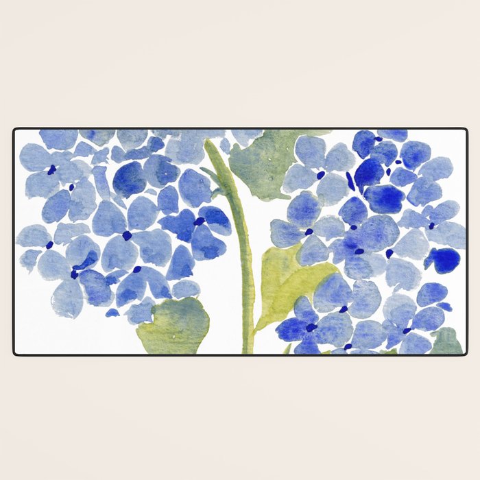 Blue Gouache Hydrangea Desk Mat Gallery Image 3