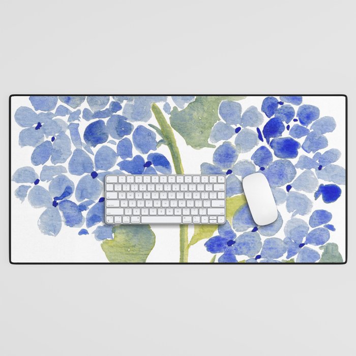 Blue Gouache Hydrangea Desk Mat Gallery Image 1