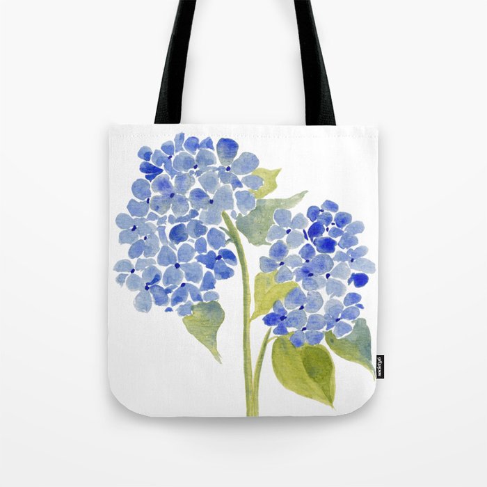 Blue Gouache Hydrangea Tote Bag Gallery Image 1