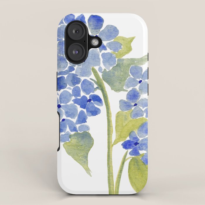 Blue Gouache Hydrangea iPhone Case Gallery Image 1