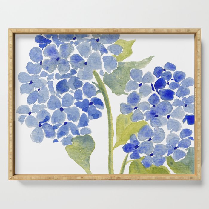 Blue Gouache Hydrangea Serving Tray Gallery Image 1