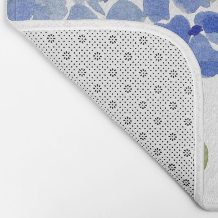 Blue Gouache Hydrangea Bath Mat Gallery Image 2