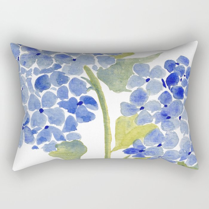 Blue Gouache Hydrangea Rectangular Pillow Gallery Image 2