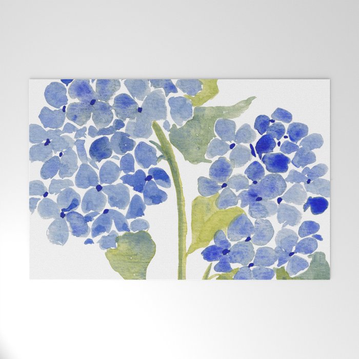 Blue Gouache Hydrangea Welcome Mat Gallery Image 1