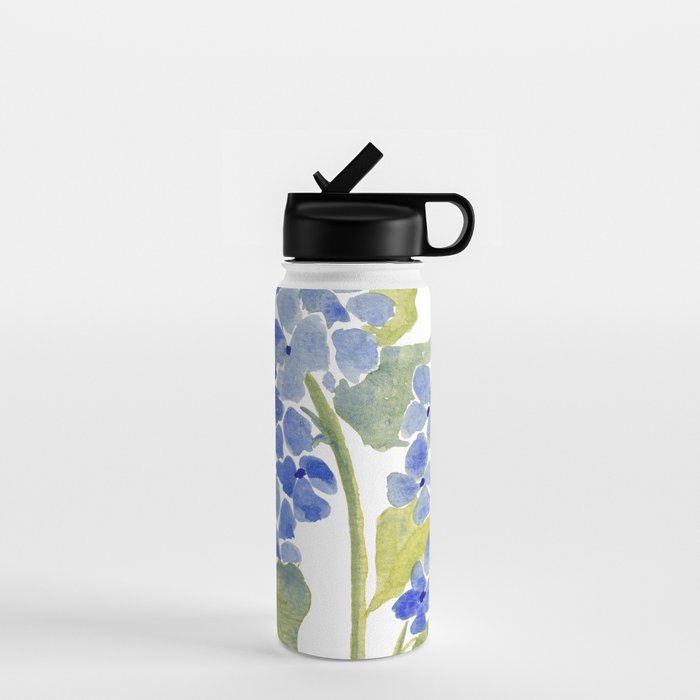 Blue Gouache Hydrangea Water Bottle Gallery Image 1