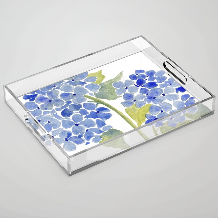 Blue Gouache Hydrangea Acrylic Tray Gallery Image 1