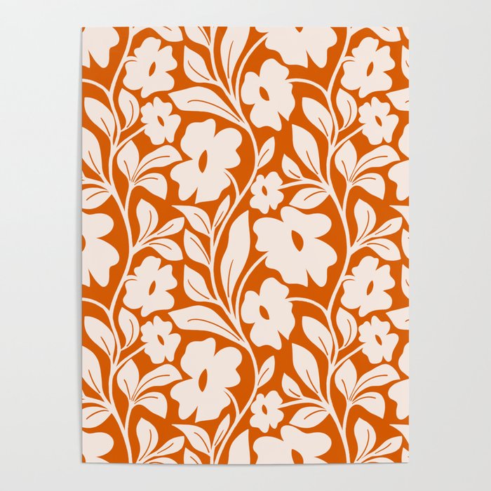 Tropical Vines Pattern - Terracotta Poster Gallery Image 4