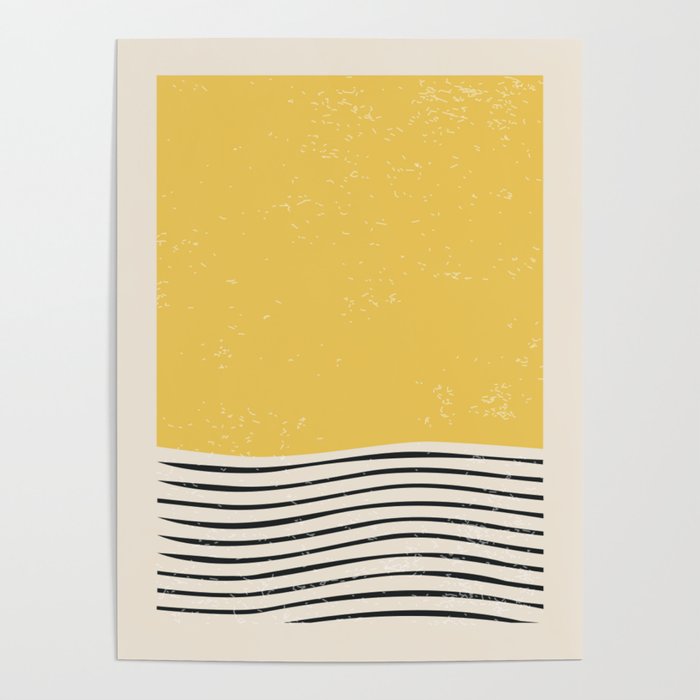 Yellow Sunset Mid Century Modern Minimalist Rothko Inspired Color Field With Lines Geometric Style Poster Gallery Image 4