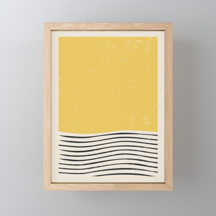 Yellow Sunset Mid Century Modern Minimalist Rothko Inspired Color Field With Lines Geometric Style Mini Art Print Gallery Image 1
