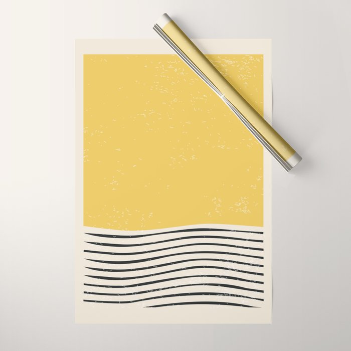 Yellow Sunset Mid Century Modern Minimalist Rothko Inspired Color Field With Lines Geometric Style Wrapping Paper Gallery Image 1