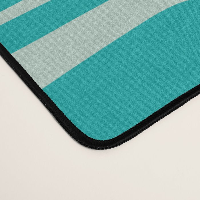 Mid Century Modern Piquet Abstract Geometric Multi Tiled Pattern in Aqua Teal and Cream Desk Mat Gallery Image 4
