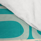 Mid Century Modern Piquet Abstract Geometric Multi Tiled Pattern in Aqua Teal and Cream Comforter Gallery Image 4