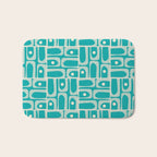 Mid Century Modern Piquet Abstract Geometric Multi Tiled Pattern in Aqua Teal and Cream Bath Mat Gallery Image 1