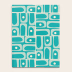Mid Century Modern Piquet Abstract Geometric Multi Tiled Pattern in Aqua Teal and Cream Notebook Gallery Image 4