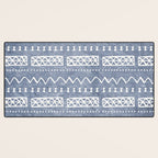 Blue and White Bow Tie Zig Zag Mud Cloth Pattern  Desk Mat Gallery Image 3