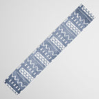 Blue and White Bow Tie Zig Zag Mud Cloth Pattern  Table Runner Gallery Image 3