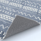 Blue and White Bow Tie Zig Zag Mud Cloth Pattern  Rug Gallery Image 4