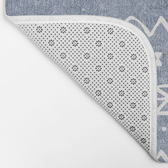 Blue and White Bow Tie Zig Zag Mud Cloth Pattern  Bath Mat Gallery Image 2