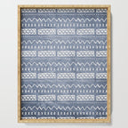 Blue and White Bow Tie Zig Zag Mud Cloth Pattern  Serving Tray Gallery Image 1