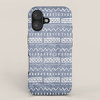 Blue and White Bow Tie Zig Zag Mud Cloth Pattern  iPhone Case Gallery Image 1