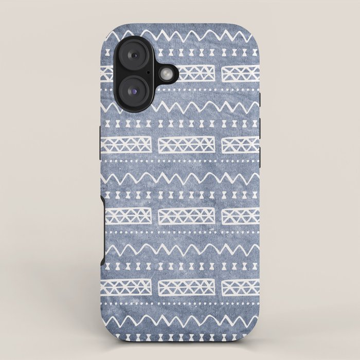 Blue and White Bow Tie Zig Zag Mud Cloth Pattern  iPhone Case Gallery Image 1