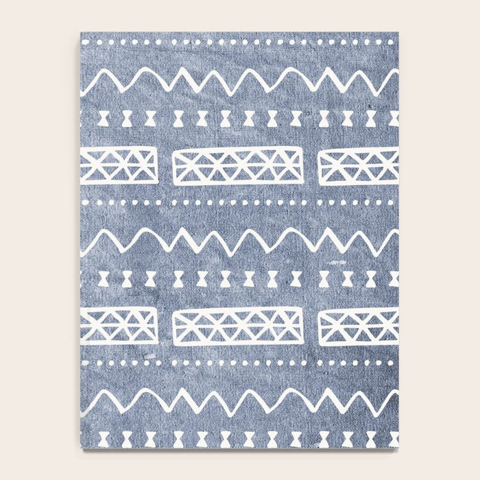 Blue and White Bow Tie Zig Zag Mud Cloth Pattern  Notebook Gallery Image 4