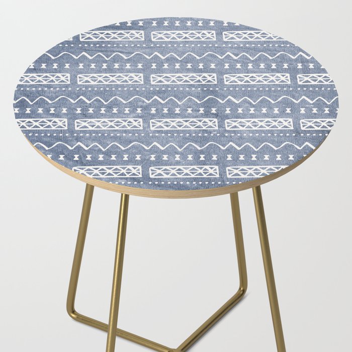 Blue and White Bow Tie Zig Zag Mud Cloth Pattern  Side Table Gallery Image 2