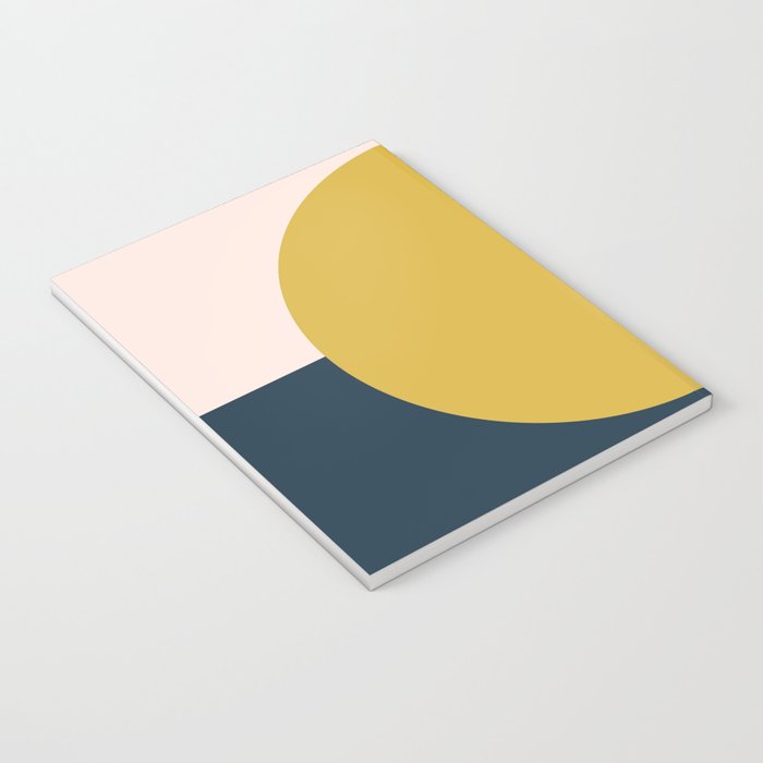 Horizon. Mustard Yellow Sun Dot on Pale Blush Pink and Navy Blue Color Block. Minimalist Geometric Notebook Gallery Image 3