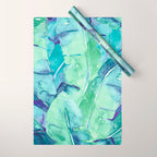Banana Tree Leaves | Tropical  BLUE Watercolor Wrapping Paper Gallery Image 1