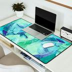 Banana Tree Leaves | Tropical  BLUE Watercolor Desk Mat Gallery Image 2