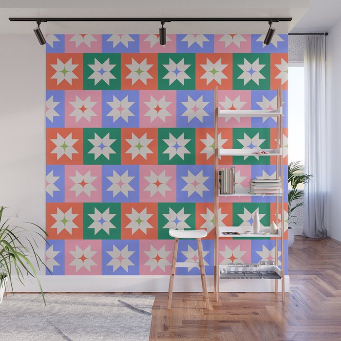 Cheerful Festive Stars Wall Mural Gallery Image 1
