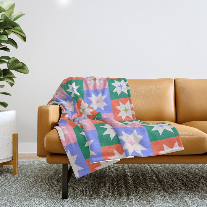 Cheerful Festive Stars Throw Blanket Gallery Image 1