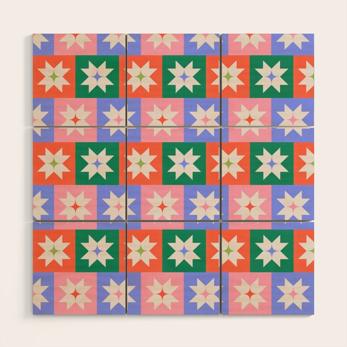 Cheerful Festive Stars Wood Wall Art Gallery Image 1